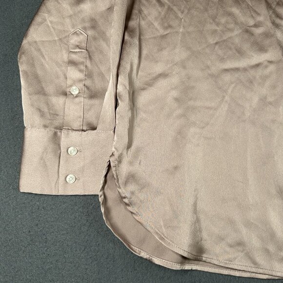 Abercrombie & Fitch Shirt Womens Small Satin Oversized Button Up Long Sleeve - Picture 2 of 10